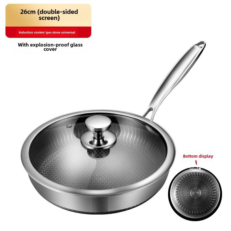 316 Stainless Steel Non-Stick Frying Pan for Electric and Open Flame Stoves, Less Smoke, Ideal for Cooking Steak.