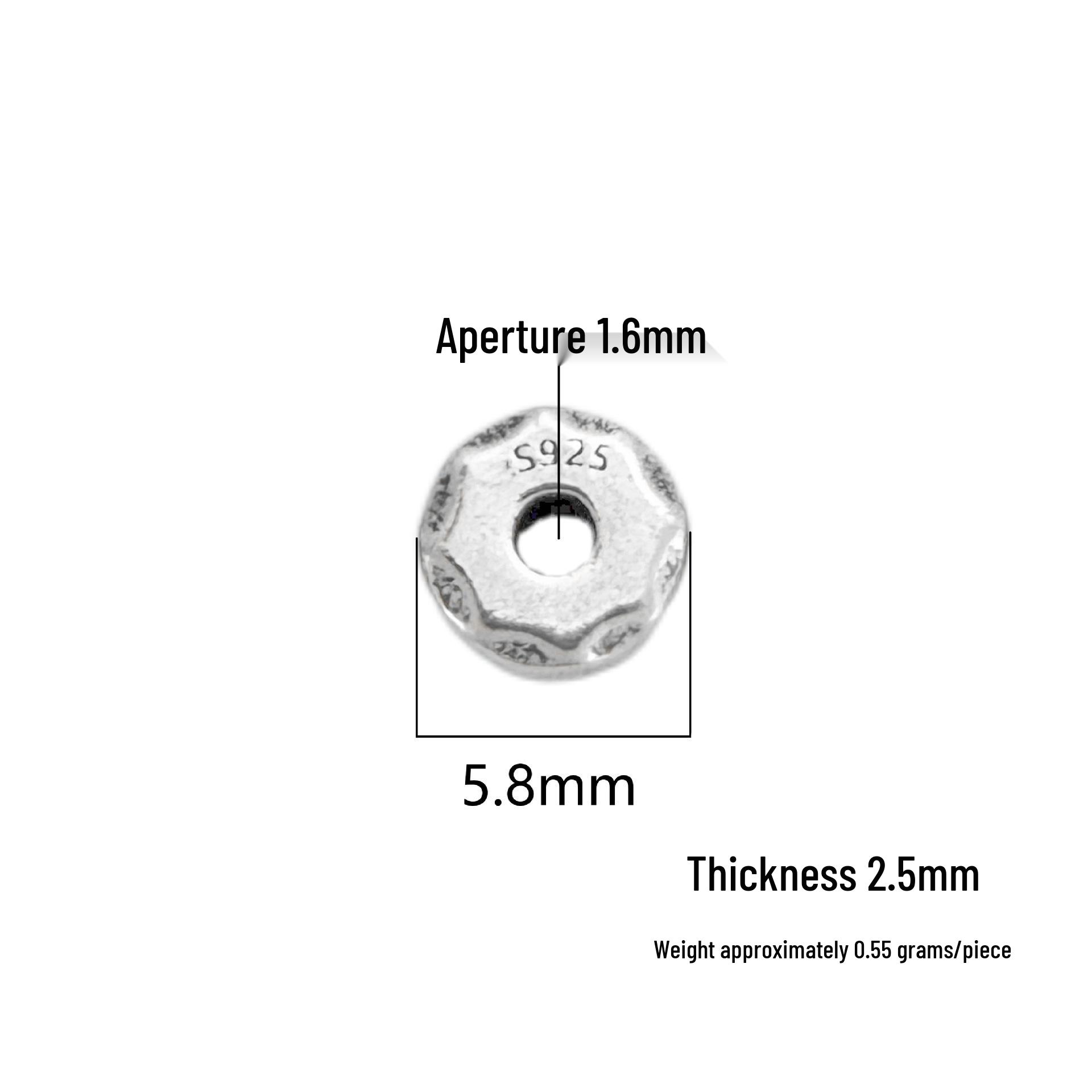 S925 Sterling Silver Faceless Spacer Beads - Retro Irregular Disc for DIY Hand Rope Weaving. S925 Sterling Silver 6 мм