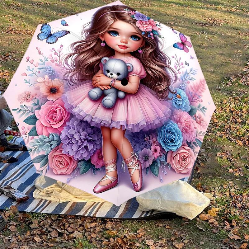 1PC Flower Butterfly Umbrella-8-Rib Reinforced Portable Folding Travel Suitable for All Seasons Outdoor Daily Use-H0326
