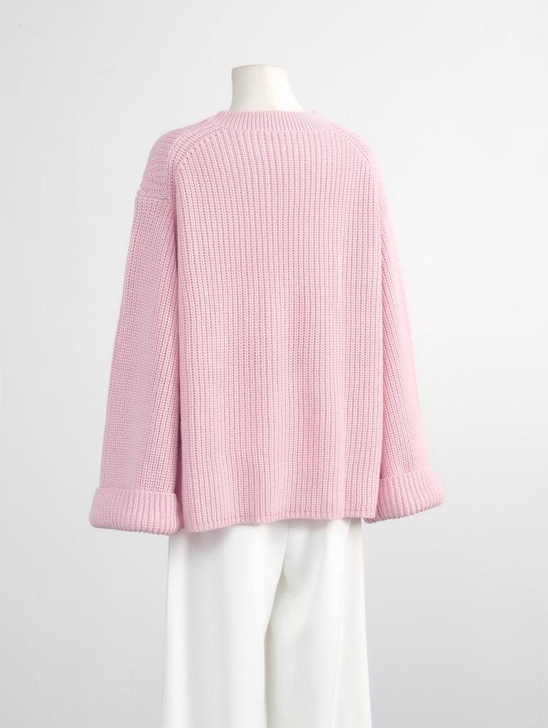 Fashion Blogger Style Pink Age-Defying Pullover Sweater - Loose Fit Soft Knit Cardigan