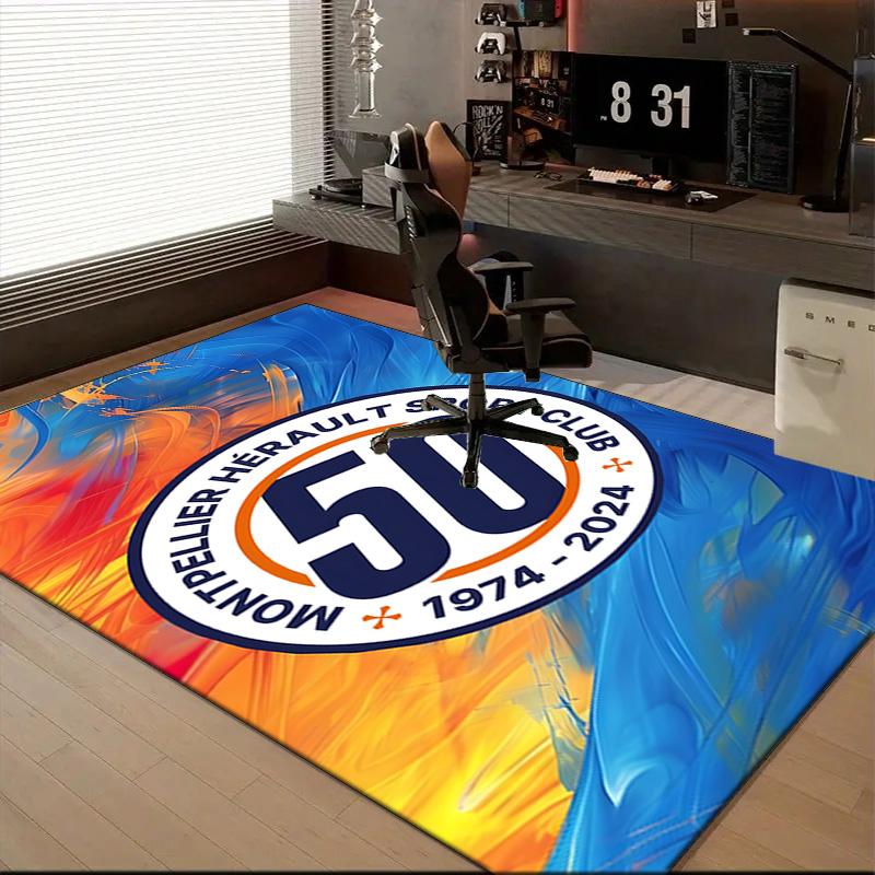 Montpellier Sc Crest Rug for Living Room, Game Rooms, Office, Bedroom, Office Floor Mat Playful Design, fan gifts Christmas decor