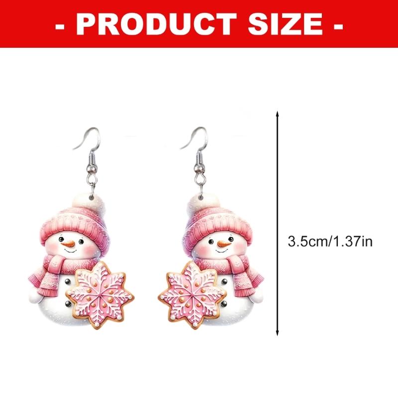 Stylish Snowman Ear Jewelry Acrylic Texture Party Earrings Fashion Geometric Pendant Accessories for Party and Daily