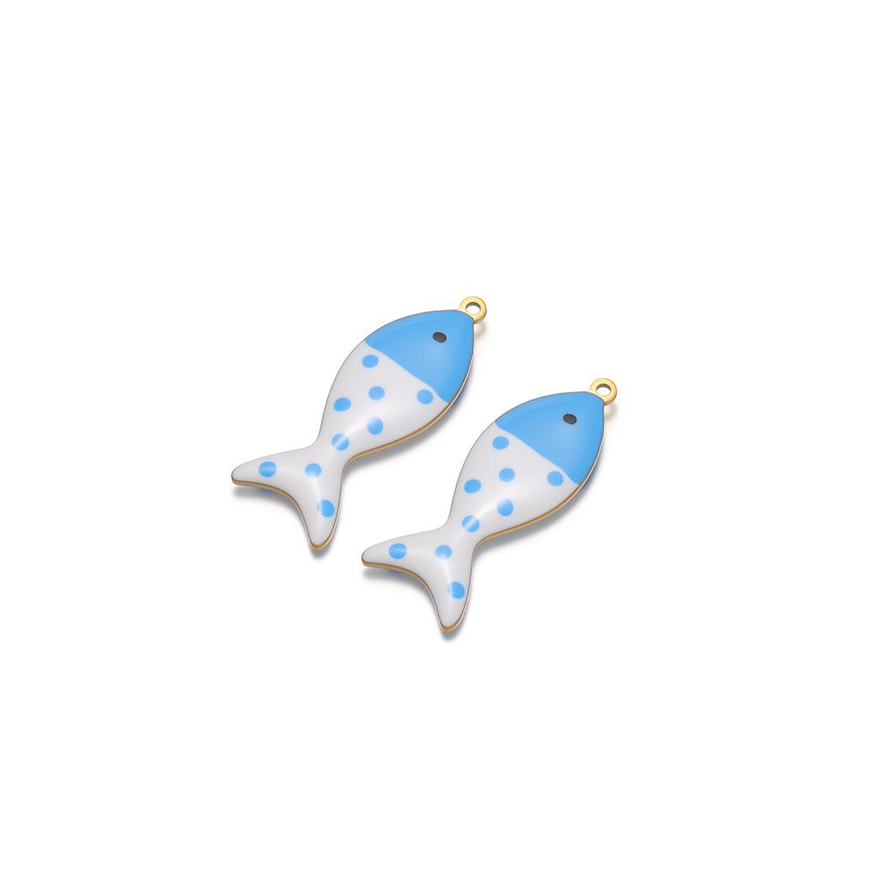 5pcs Stainless Steel Enamel Garrupa Dot Fish Cute Charms for DIY Earrings Making Jewelry Necklace Women Kids Bracelet Pendants
