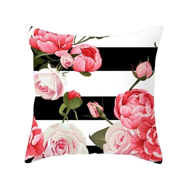 Printed Polyester Square Throw Pillow Cushion Cover Car Sofa Office Chair Simple Home Decoration