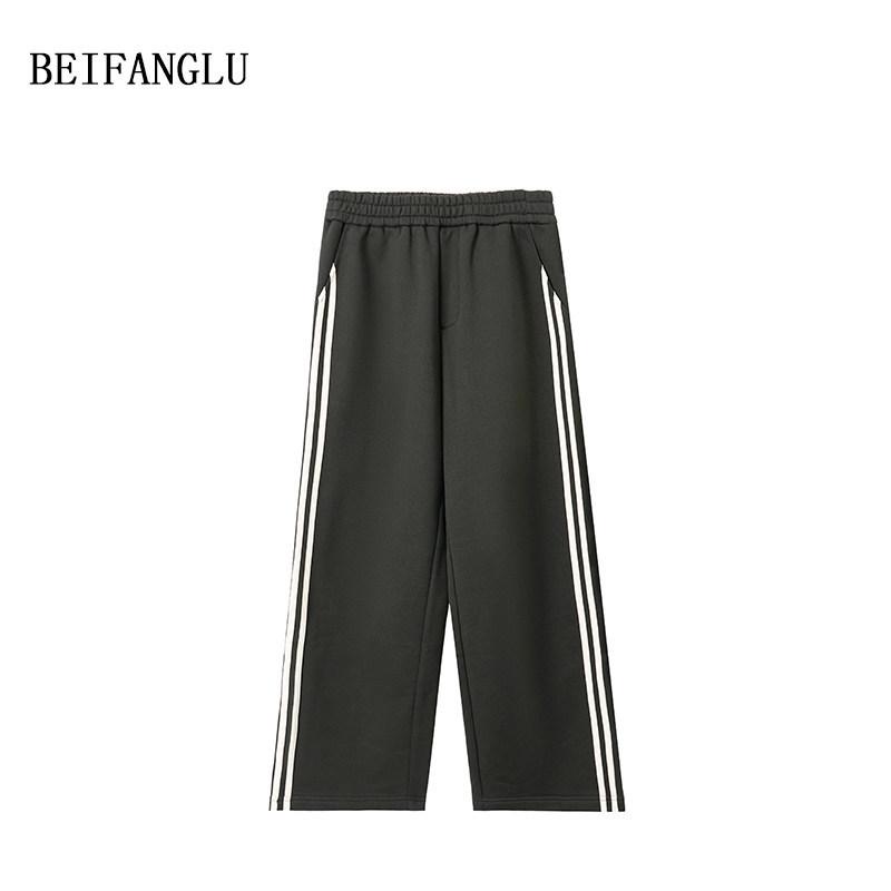 Northern Deer 2025 Autumn/Winter Women's Color Block Striped Casual Loose Straight-Leg Pants, Style 251259.