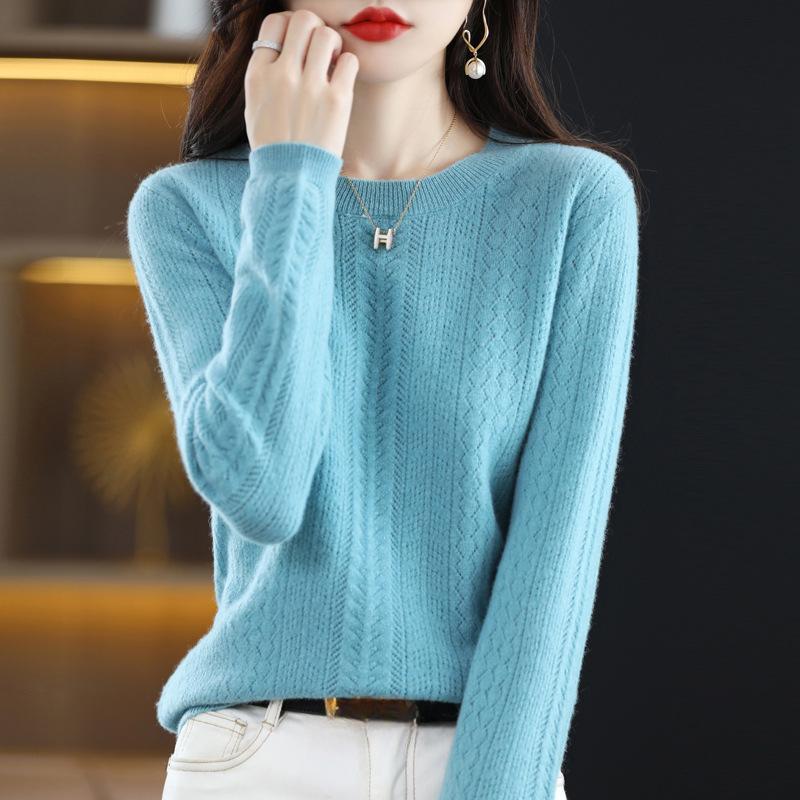

Autumn and Winter New Round Neck Pullover Sweater Casual Sweater Women s Knitted Base Sweater S озеро синий