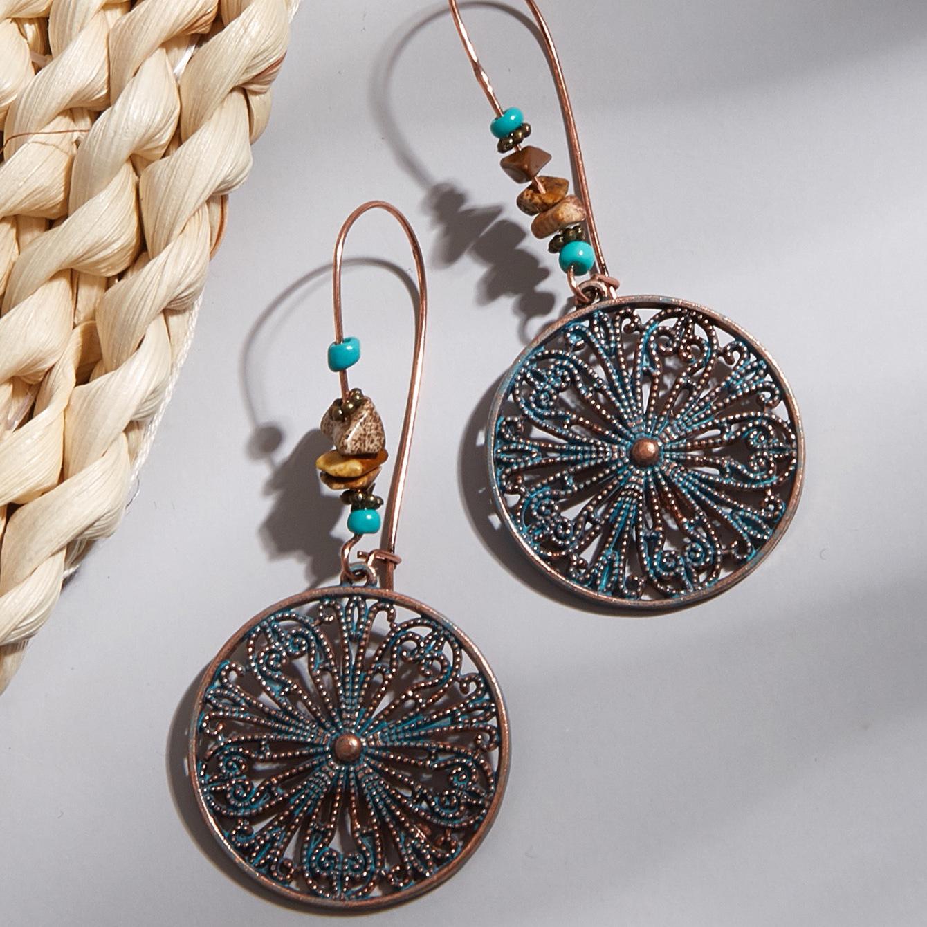 Vintage European Dreamcatcher Stone Earrings