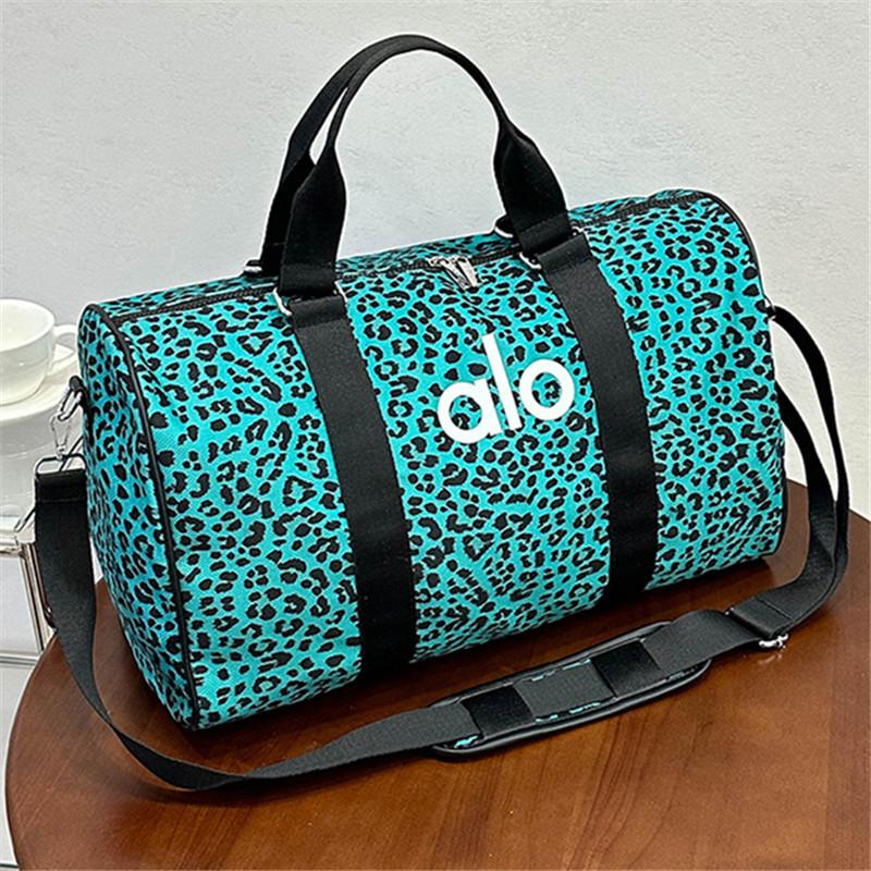 Borsa da palestra, borsa a mano, borsa da allenamento yoga, borsa da viaggio corta da donna a grande capacità con stampa leopardata, borsa da viaggio d'affari