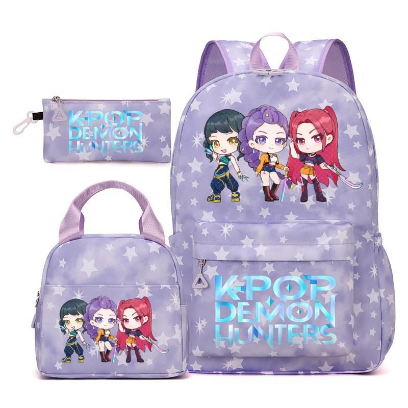 K-Pop Inspired Student Backpack Set With Shoulder Bag Pencil Case - Nylon Campus Style Teen Girls 13-inch Laptop