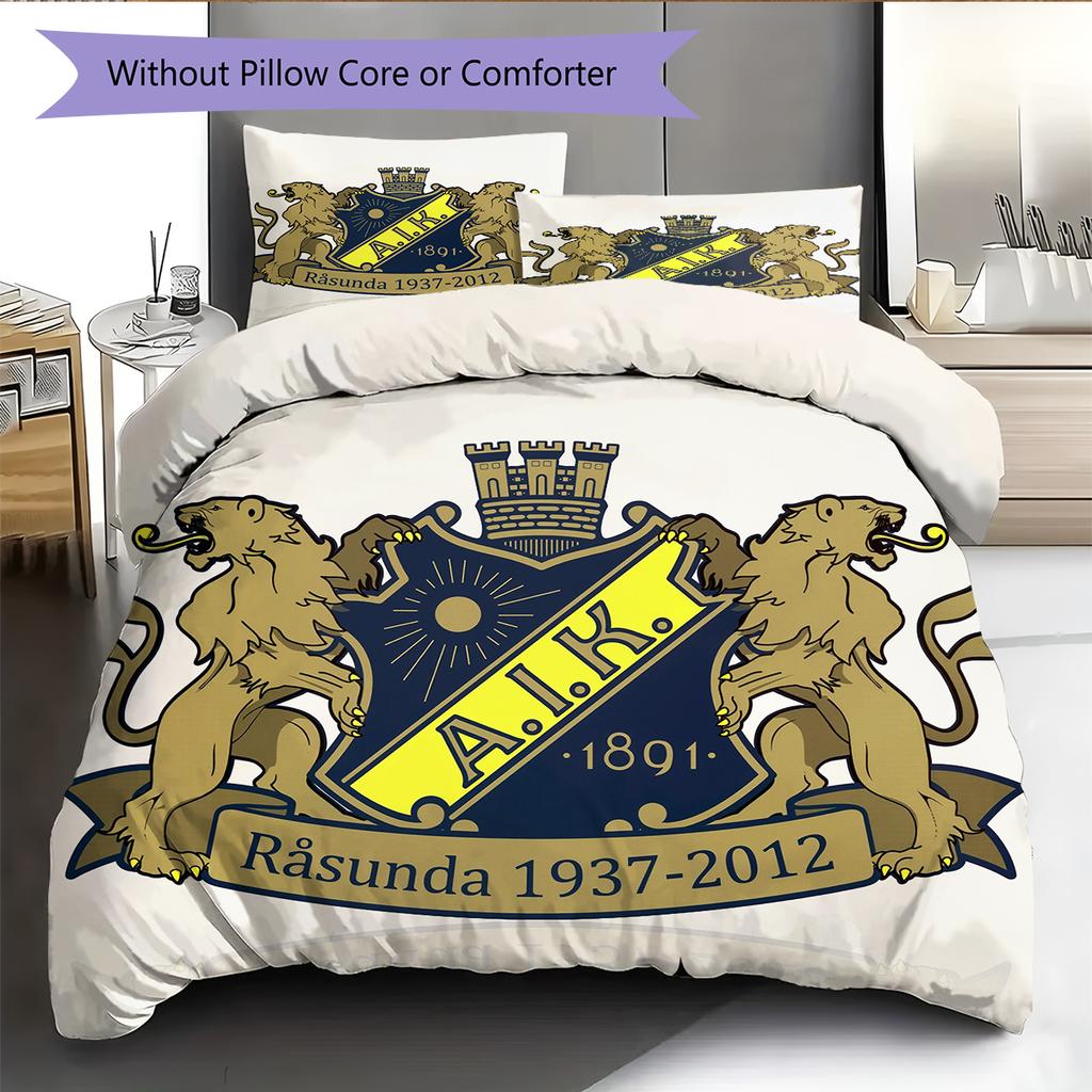 FC AIK Pattern Bedding Home Decoration Birthday Gift (1 * Duvet Cover + 2 * Pillowcase, Without Core)