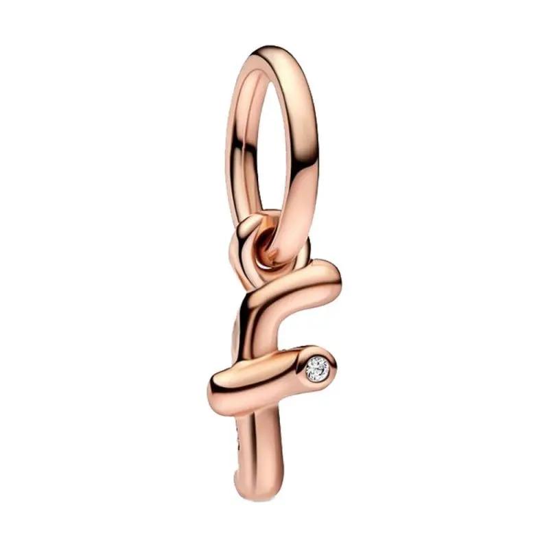 Brand New Plated Rose Gold Letter A-z 26 Alphabet Bead Component Zircon Letter Charm Bead Component Compatible With Authentic Original Bracelet High