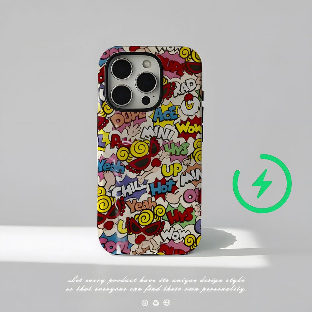 Japan Fashion Hysteric Mini Phone Case Magnetic For IPhone 16 15 14 13 12 11 Pro Max X XR XSMax 7 8 Plus Glossy Film Hard PC Co