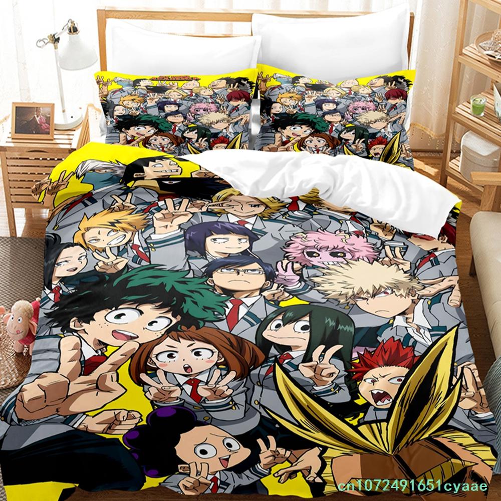 2014 My Hero Academia Bedding Set Single Twin Full Queen King Size Kawaii Bed Set Teenagers Bedroom Duvetcover Sets 3D Print 034