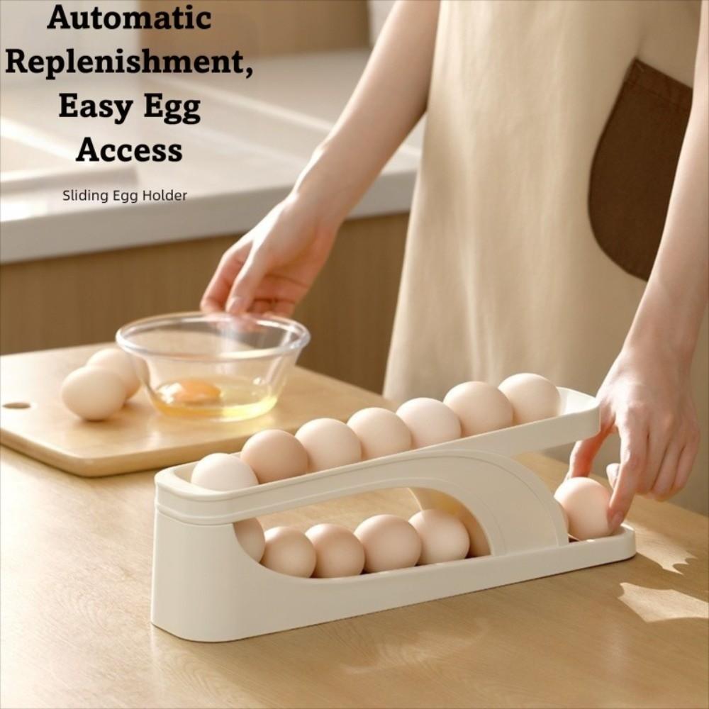 Rolldown Design Egg Dispenser Box Automatic Scrolling Automatic Rolling Egg Holder  Kitchen Storage