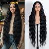 FREEDOM Synthetic Lace Front Wigs For Women 36 Inch Super Long Deep Body Wavy Cosplay Lace Wigs Ombre Blonde White Cosplay Wig