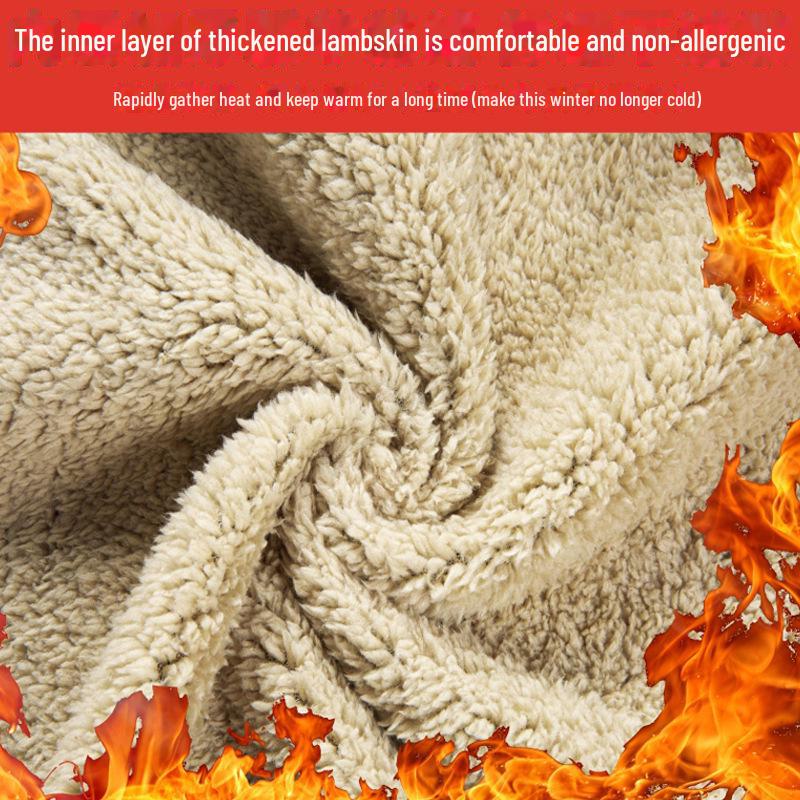 Men's Lambskin Hooded Sweater Cardigan - Warm, Versatile, Zippered, and Thick for Autumn and Winter.