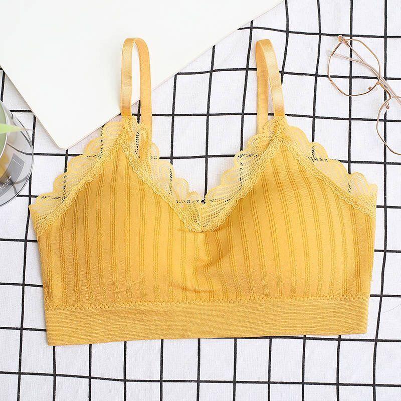 

Кружевной бюстье без спинки, женское бесшовное спортивное бюстье для йоги, майка пуш-ап, ками с поддержкой, ночной бюстгальтер против провисания для женщин XL лимонно-желтый