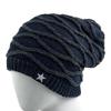Thickened Fleece Pile Cap Rhombus Jacquard Hood Cap Fashion Beanies Hat  Winter