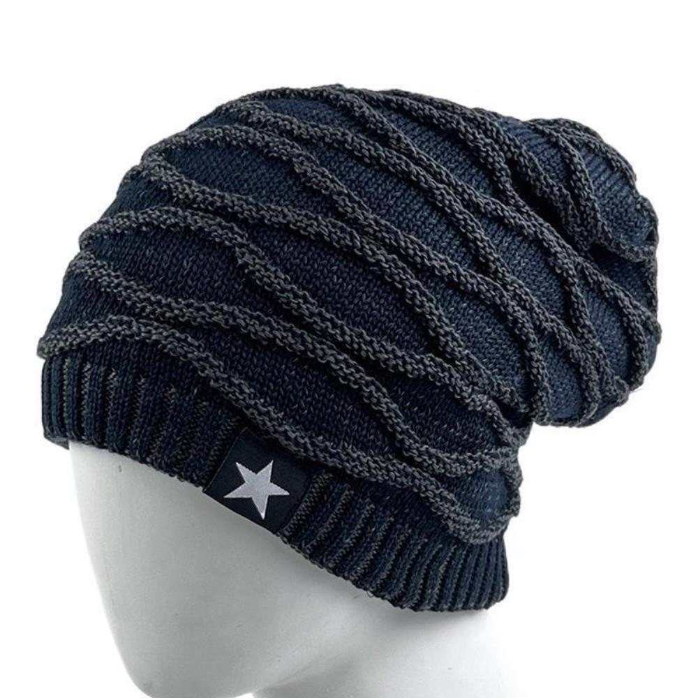 Thickened Fleece Pile Cap Rhombus Jacquard Hood Cap Fashion Beanies Hat Winter