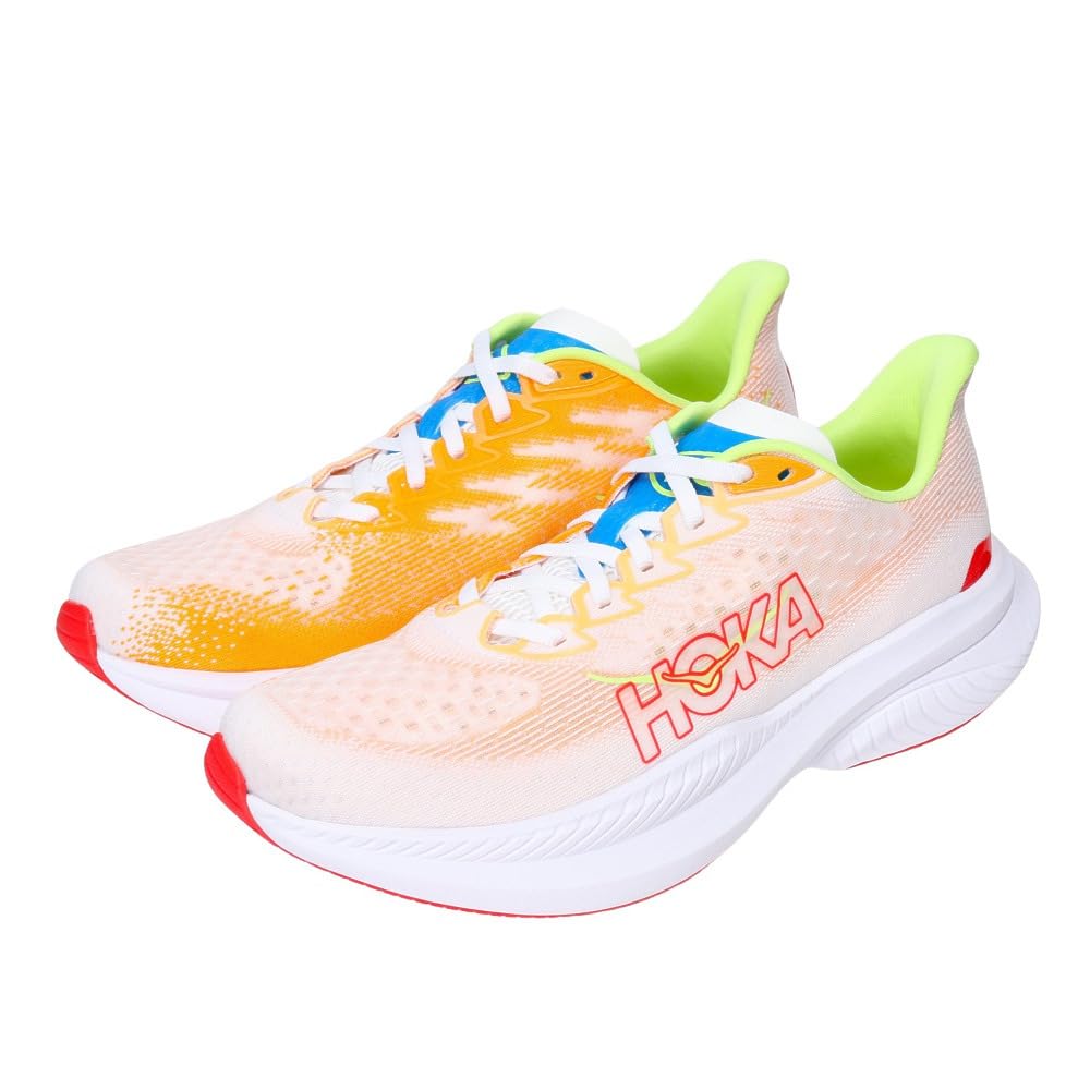 HOKA Mach 6 Running White and Orange Training Club Responsive and Shoes, (1147790-WLR), Sneakers, Shoes, Activities, Racing, Lightweight, (White