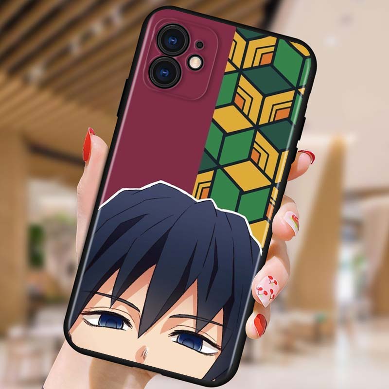 Demon Slayer Anime Etui na telefon Apple iPhone 12 Pro Max Mini 11 Pro XS Max X XR 6S 6 7 8 Plus 5S SE2020 Czarne
