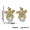 New Lily Full Diamond Earrings Women's Silver Needle Premium Light Luxury Niche Pearl Flower Temperament Earrings