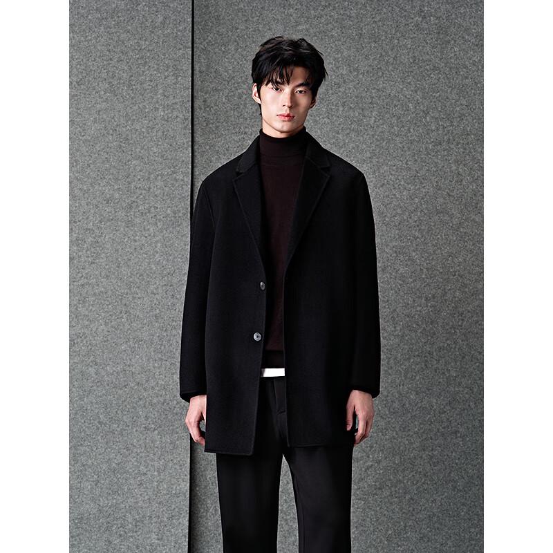 GXG Men's Embroidered Wool Blend Long Overcoat