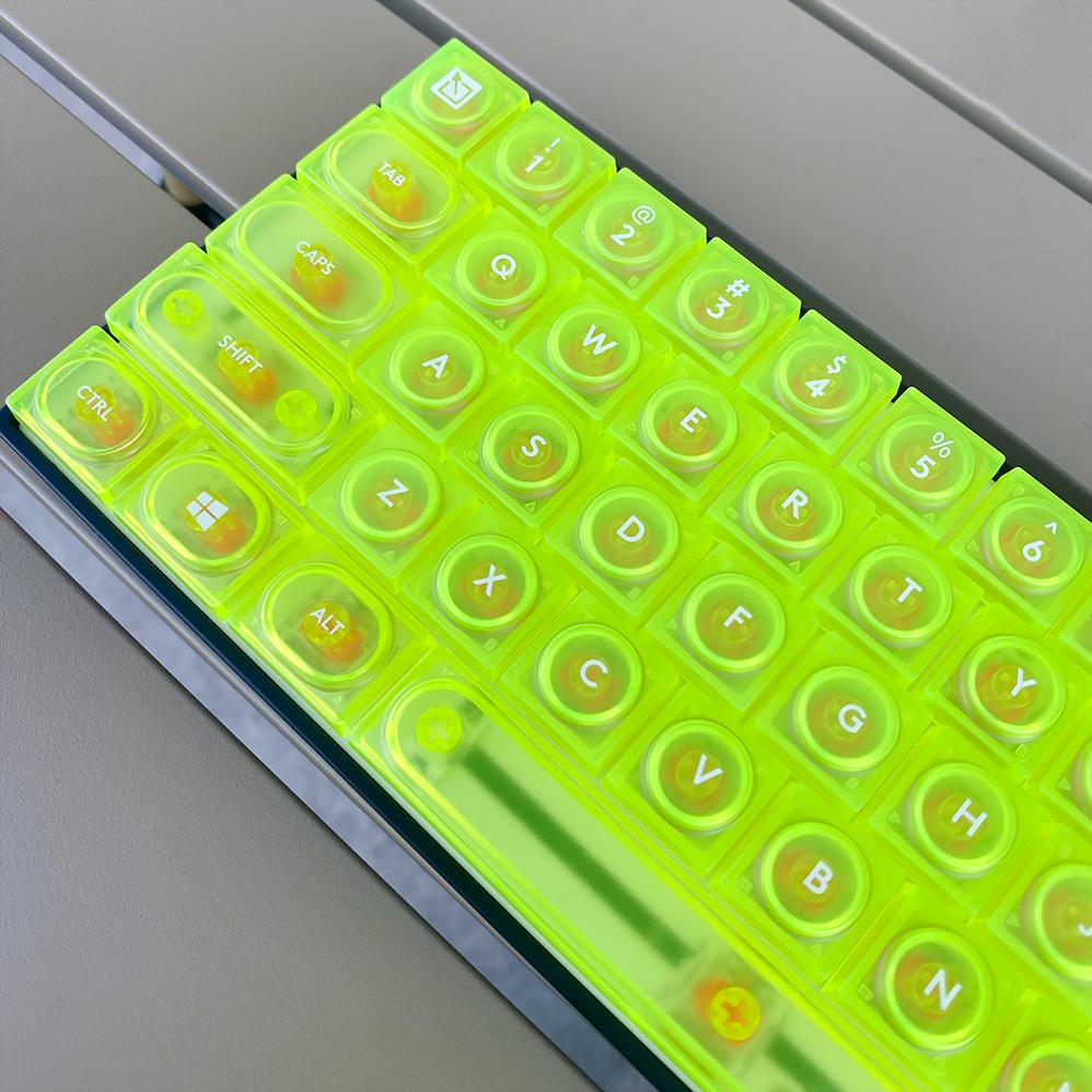DOYS Block Toy Themed Keycaps,Transparent Matte PC Material 126 Keys Full Set,Shine Through Custom Keycaps Mechanical Keyboards