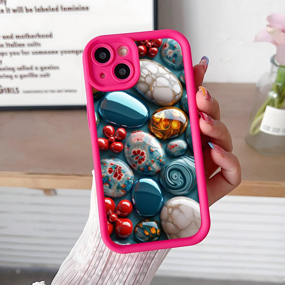 Aesthetic Stones Mobile Phone Case for iPhone 17 16 15 14 13 12 11 Air Pro Max Plus Thicken TPU Colorful Cover Luxury Cellphones