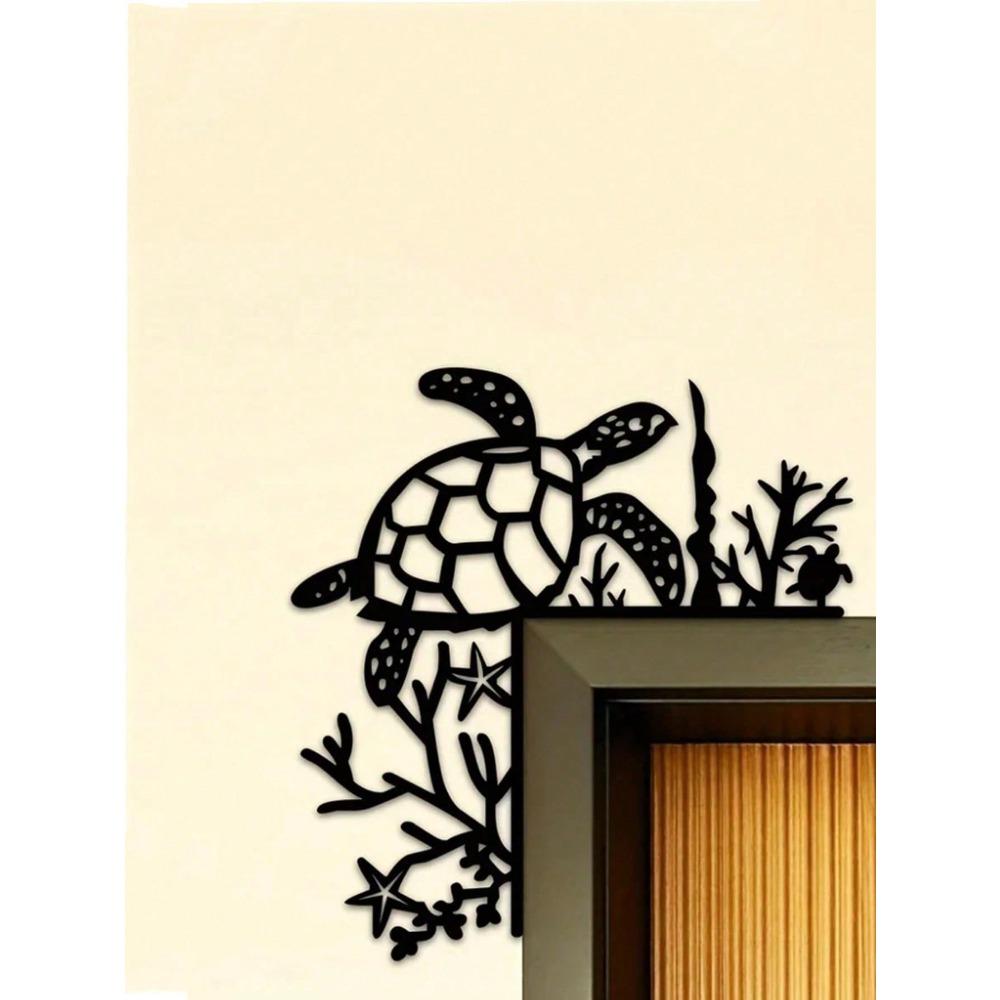 1PC Metal Sleigh Wall Stickers: Door Corner & Party Decor