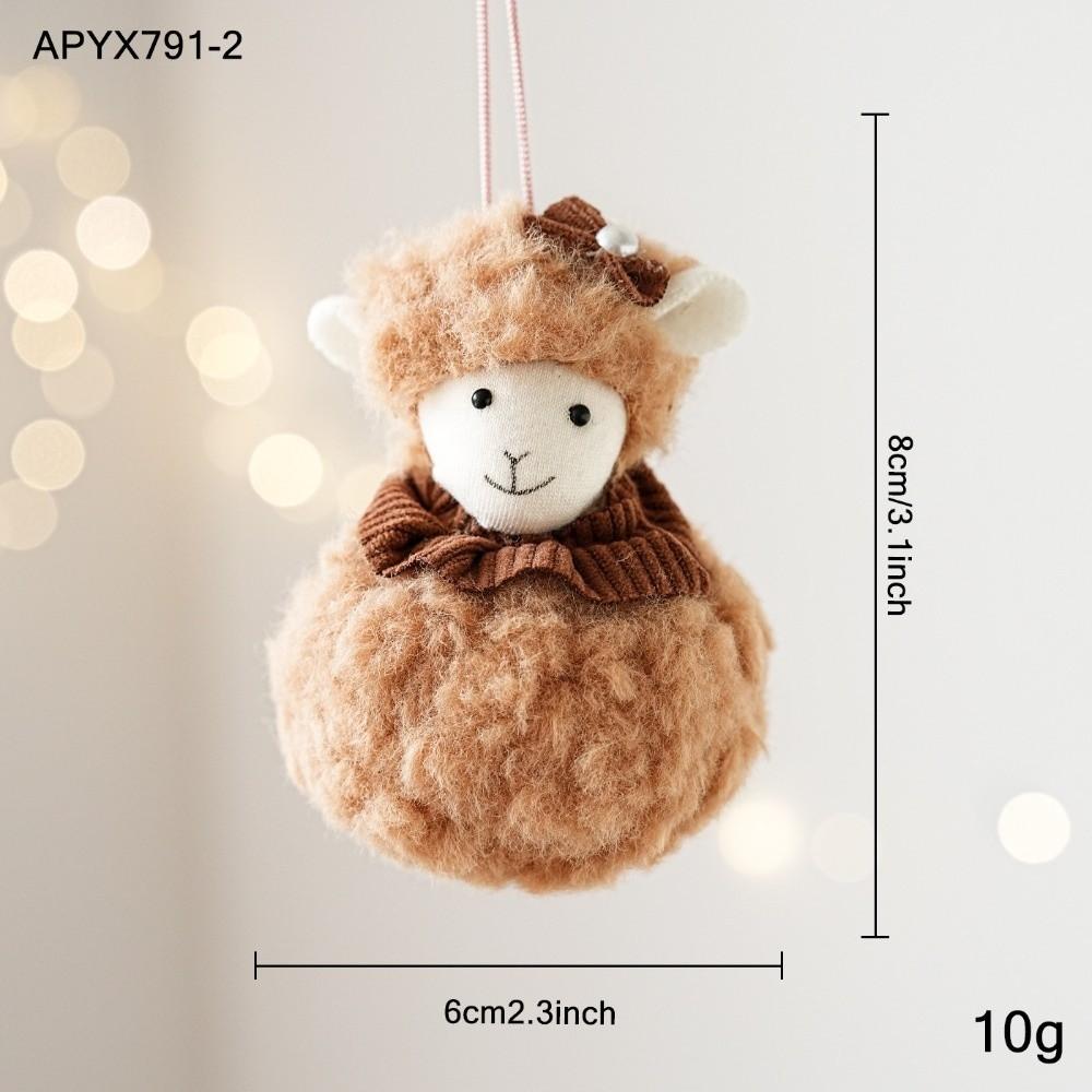 New Fabric Sheep Ornament Ruffle Collar Shape Xmas Hanger Sheep Figure Hanging Cord Holiday Decor Gift Embellish