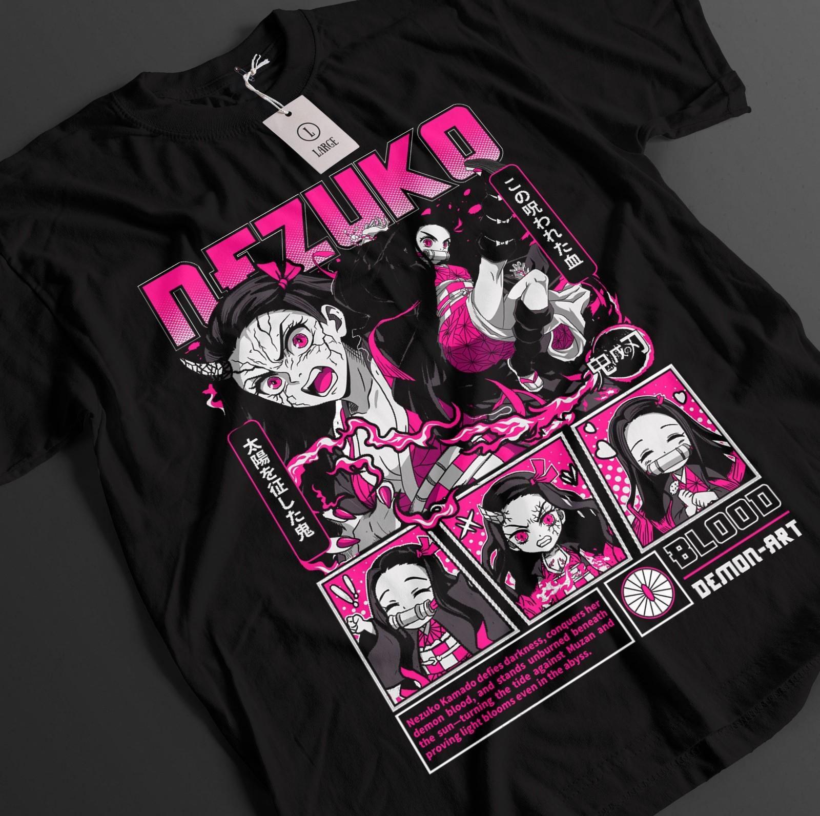 

Demon Slayer Shirt Nezuko T-Shirt Mens Womens Tees Top Tanjiro KNY Anime Zenitsu Top Akaza Muzan Tee S