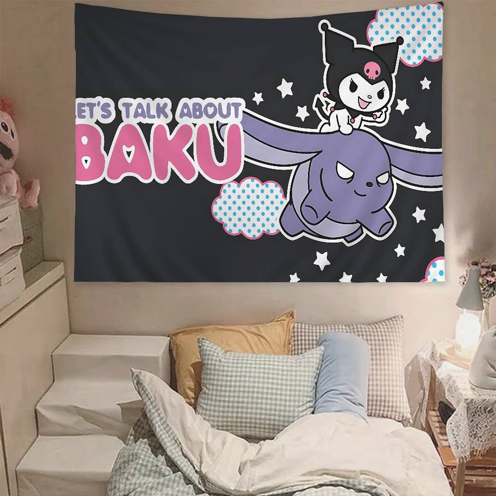 Cute KKuromi Tapestry Wall Hanging Tapestry Art Deco Blanket Curtain Hanging At Home Bedroom Living Room Decor