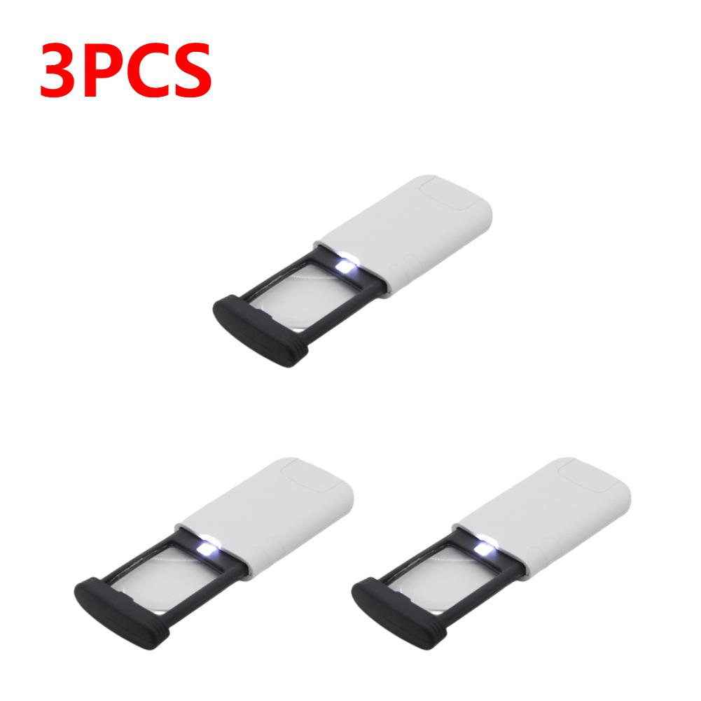 Pocket Foldable Magnifier 4X Pull-Out Magnifying Glass Illuminated Magnifiers With LED Light for Reading Jeweler Identification