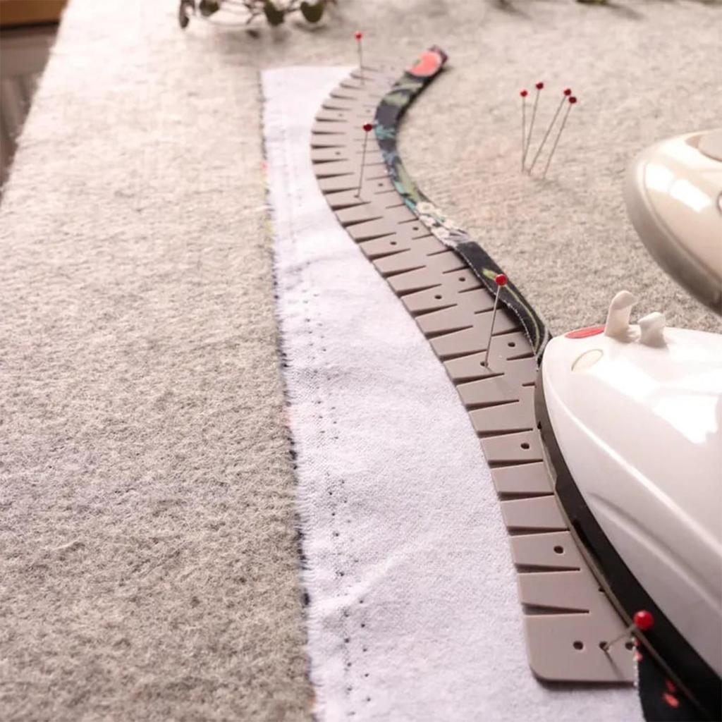 Hot Hemming Ruler Heat Resistant Hemmer Ruler Flexible Silicone Curve Scale Hemming Tool for Padding Sewing Cloth Pants Fabric