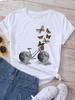 New Butterflies Balloons Print T-Shirt Fashion Harajuku White Graphic Tees Casual Short Sleeve Lady Y2k Tops Women's Clothing