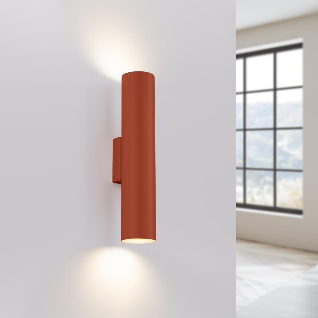 Kinkiet Ścienny Nowoczesny Ochrowy Czerwony Tuba 30 Cm Góra Dół Do Salonu Przedpokoju 2Xgu10 10W Lagos Sollux Lighting