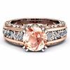 WOSIKATE Vintage 14k Rose Gold Plated Separate Colour Zirconia Ring For Women Colourful Gemstone Finger Ring Fashion Jewellery