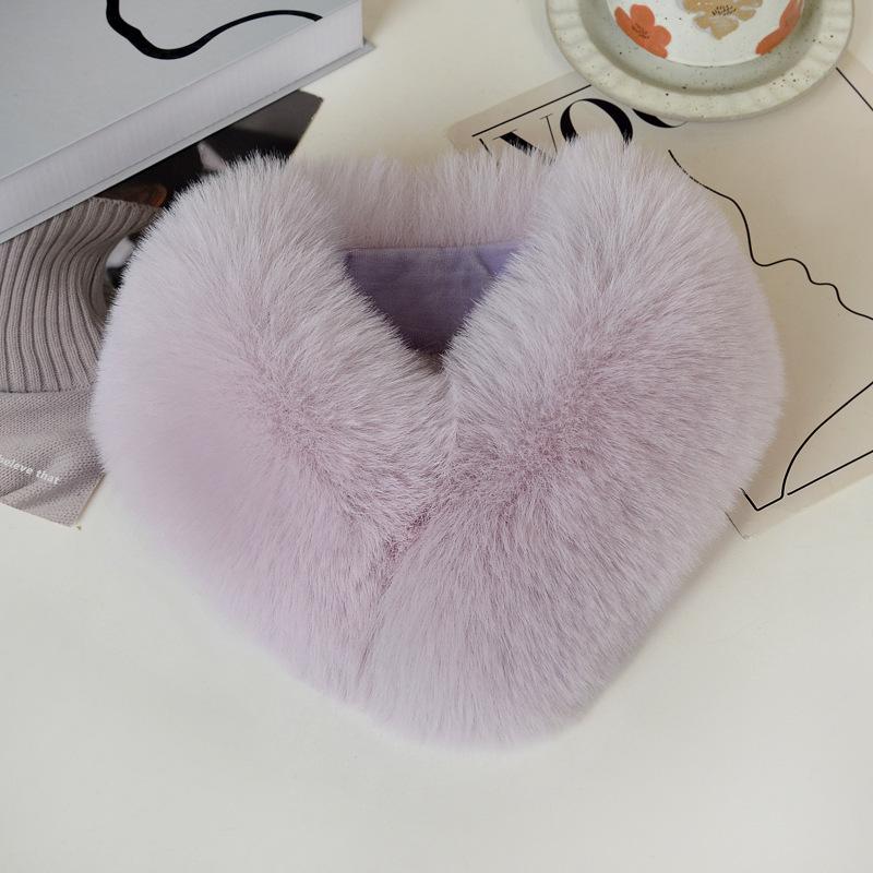 High-End Faux Fox Magnetic Neck Gaiter Winter Plush Light Luxury Scarf Men Women Thickened Warm Solid Color