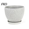 Drainage System Garden Pot Grey Flowerpot with Saucer, Modern Planter Lightweight Flower for Patio Holes, Plant Indoor Outdoor Use Weatherproof