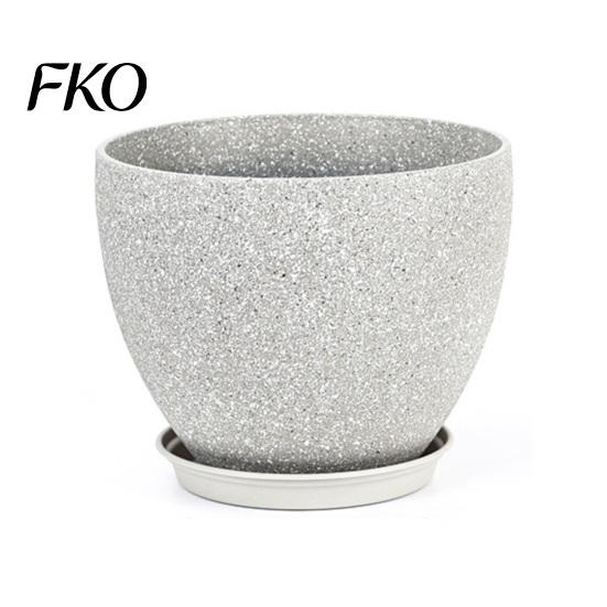 Drainage System Garden Pot Grey Flowerpot with Saucer, Modern Planter Lightweight Flower for Patio Holes, Plant Indoor Outdoor Use Weatherproof
