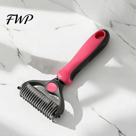 Dog Shedding Comb Pet Grooming Rake Double Sided Stainless Steel Blades Cat Deshedding Tool Undercoat for Dogs Cats Control Dematting Removal Brush