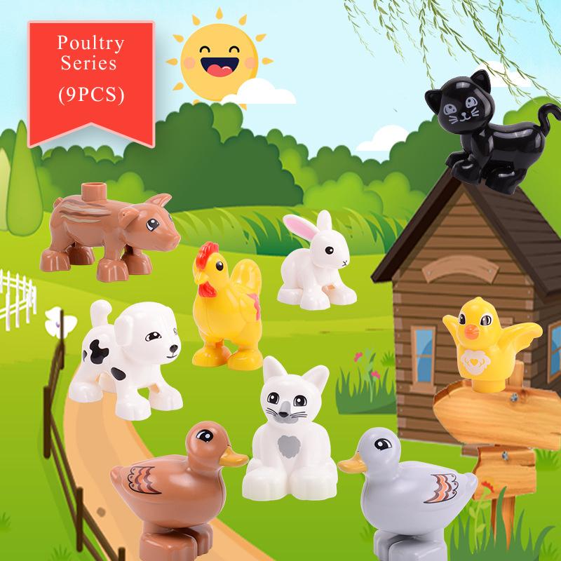 Big Size Building Blocks Animal Accessorie Sets Rabbit Fish Bear Chicken Pig Block Duck Dog Cat Brick Horse Cow Sheep Toys Gifts