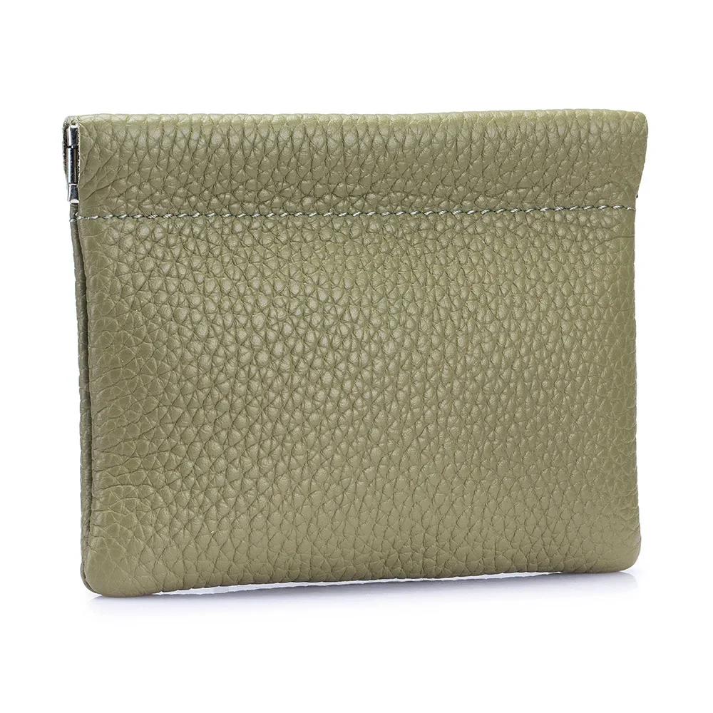 Mini Coin Purse Genuine Leather Small Coin Wallet Pebble Pattern Leather Squeeze Coin Purse Pouch Change Holder for Men & Women