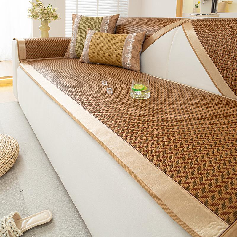 

Retro Sofa Cushion Summer New Rattan Seat Cushion Cover Cloth Mat One Piece Straight Combination Sofa Seat Cushion 70*70cm