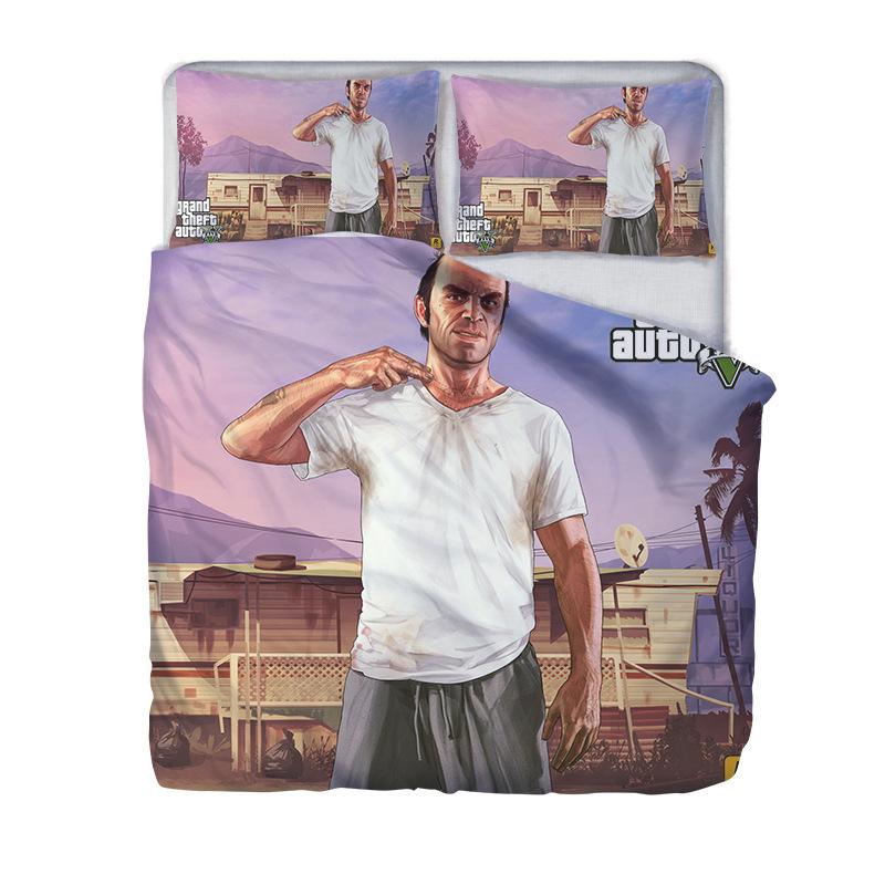 Heißes Grand Theft Auto 3D Bettwäscheset Beliebte Spiele Charakter Gedruckte Bettbezugsets Kissenbezüge Bettwäsche Einzelbett Queen-Size King-Size