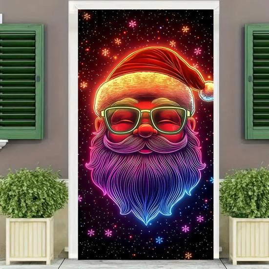 Banner Cortină de Ușă Luminoasă de Crăciun Decor Festiv de Sărbători pentru Ușa din Față Petrecere Pridvor Semn Agățat