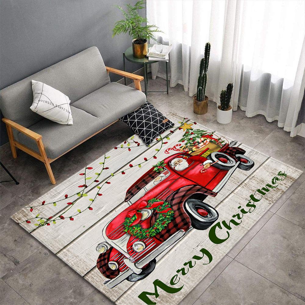 Christmas Living Room Area Rug  Santa Claus Bedroom Decor Children Play 3D Carpets Memory Foam Home Decor Kitchen Rug Floor Mat