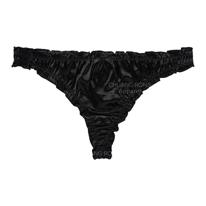 

European and American large-size underwear women s luxury satin sexy satin underwear pure cotton crotch breathable quick-drying comfortable underwear S чёрный
