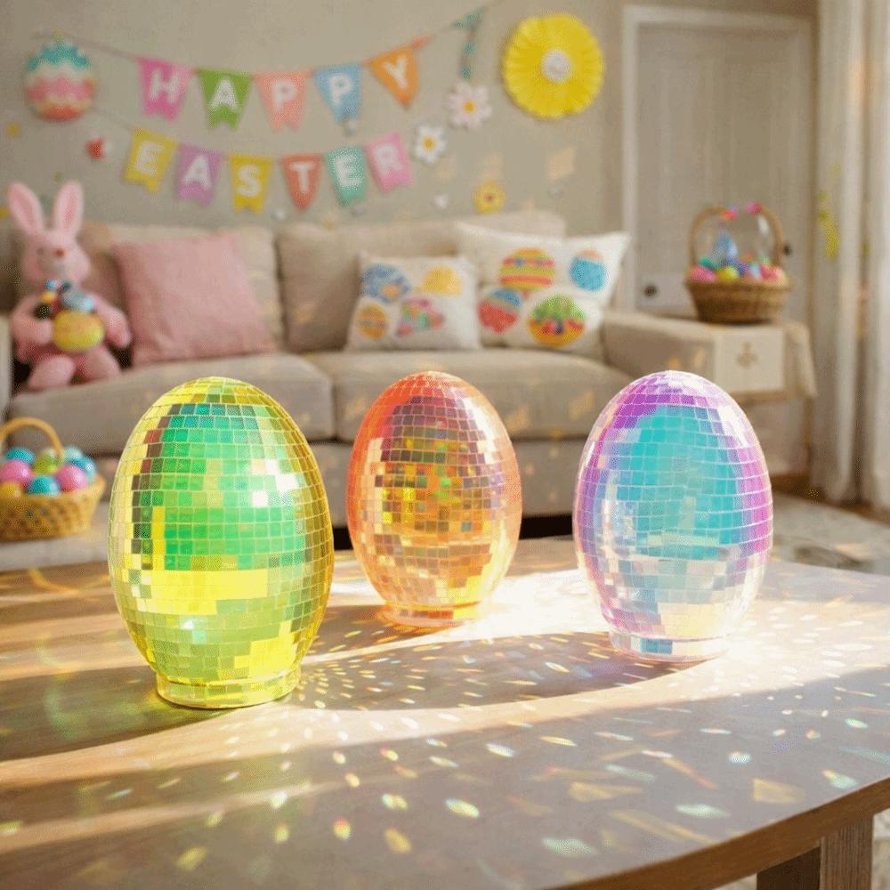 Adorable Easter Mirror Ball Decorative Reflective Mirror Ball Glass Disco Egg Ball  Festive Decor